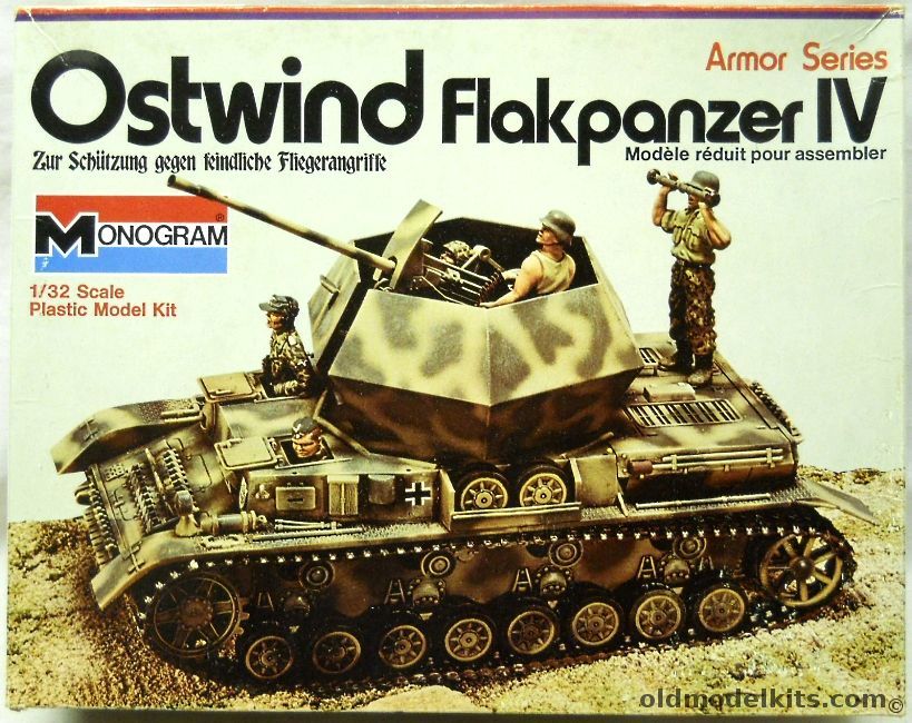 Monogram 1/32 Ostwind Flakpanzer IV With Diorama Sheet, 7582 plastic model kit